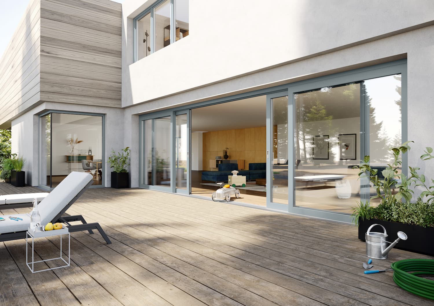 Weru HS ALEGRA 4fl 800x225 C9 C9 Silbergrau Perlstruktur Standardgriff WZ aussen CMYK