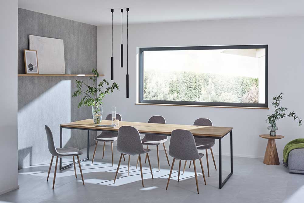 weru calido kunststofffenster esszimmer innen festverglasung basaltgrau RGB low