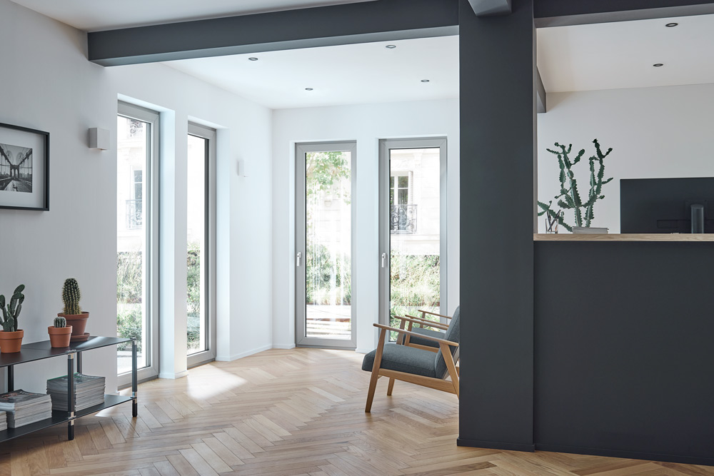 weru impreo kunststofffenster fb C9 silbergrau designgriff abschliessbar RGB Low